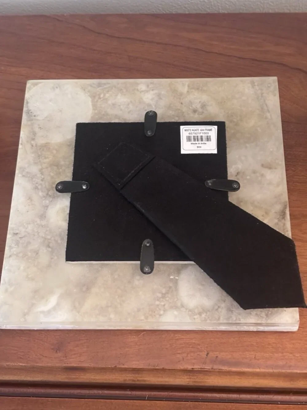 NWT Arhaus White Agate Picture Photo Frame 4x4 Photo Kickstand Heavy